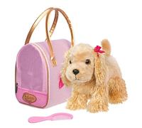 B. Pucci Pups - Chien en Peluche et Sac de Transport - Animal en Peluche Puppy avec Accessoires - Chiot rembourré Cocker Spaniel - Peigne et Porte-Monnaie - 2 Ans et +