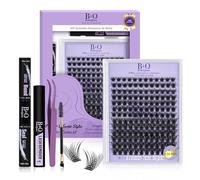 B&Q B02 Lot de 156 extensions de cils volumineux - Effet cluster spectaculaire avec mélange de 8 à 16 mm pour un regard électrisant, profile ook 15 minutes, kit complet d'extensions de cils