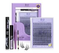 B&Q B03 Kit d'extension de cils 156 pièces 8-16 MIX avec pinceau mascara, dissolvant de colle, applicateurs pour extensions de cils DIY (B03, Kit)