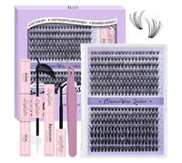 B&Q Kit de 280 extensions de cils individuelles D Curl 30D + 40D Longueur mixte 9-16 mm Extensions de cils à faire soi-même avec applicateurs de colle à coller