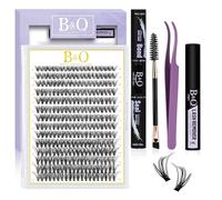 B&Q Kit de 280 extensions de cils individuels à faire soi-même avec applicateur de colle à coller et dissolvant de colle pour cils 40D 9-16 mm Longueur mixte