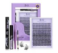 B&Q Kit d'extension de cils B28 - 156 pièces - 8-16 MIX - Avec pinceau mascara, dissolvant de colle, applicateurs pour extensions de cils DIY (B28, kit)