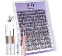 B&Q Kit d'extensions de cils EcoWisp 04 Volume - Bande ultra fine de 0,3 mm - Brun naturel - 8-16 mix - 1 lot avec pince à épiler/colle - Extensions de cils pour affaires, rendez-vous, mariée