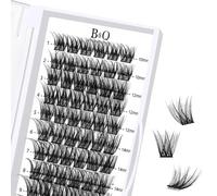 B&Q Lot de 72 extensions de cils individuels de 10 à 16 mm, courbure C D, extensions en grappes mixtes, naturelles, Wispy pour débutants et réutilisables (FD-DV02-MIX)