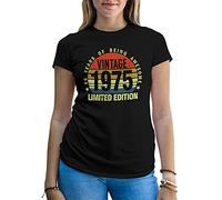 B&S Boutique 46 Year Old Gifts Vintage 1975 Limited Edition 46th Birthday T-Shirt Femme Noir Size L