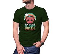 B&S Boutique an Apple a Day You Die Anyway T-Shirt Vert Militaire pour Homme Size M