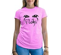 B&S Boutique Floki Eyes Vikings TV Series Show Inspired T-Shirt Rose pour Femme Size L