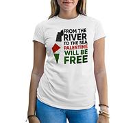 B&S Boutique from The River to The Sea Palestine Will Be Free T-Shirt Femme Blanc Size XL