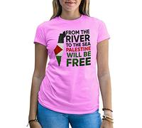 B&S Boutique from The River to The Sea Palestine Will Be Free T-Shirt Rose pour Femme Size XXL