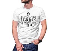 B&S Boutique I Drink and I Know Things Tyrion Lannister T-Shirt Blanc pour Les Hommes Size M