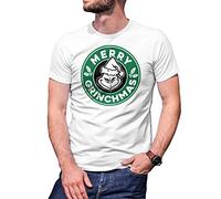 B&S Boutique Merry Grinchmas Grinch Inspired Horror Christmas Coffee T-Shirt Blanc pour Les Hommes Size XL