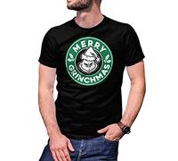 B&S Boutique Merry Grinchmas Grinch Inspired Horror Christmas Coffee T-Shirt Noir pour Homme Size L