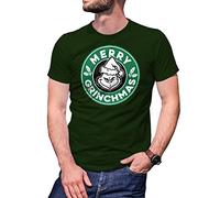 B&S Boutique Merry Grinchmas Grinch Inspired Horror Christmas Coffee T-Shirt Vert Militaire pour Homme Size XXL