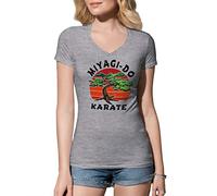 B&S Boutique Miyaga Do Inspired by Cobra Kai Chemise Femme Col V Gris Size L