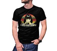 B&S Boutique Retro I Said God Damn Mia Wallace T-Shirt Noir pour Homme Size M