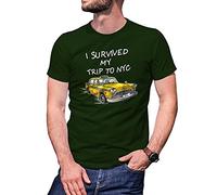 B&S Boutique Tom I Survived My Trip to NYC T-Shirt Vert Militaire pour Homme Size M