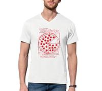 B&S Boutique Tom Vitruvian Pizza Leonardo da Vinci V-Neck Shirt Blanc pour Les Hommes Size XL