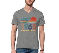 B&S Boutique Vintage 56 Year Old Gifts 1965 Original Parts Fun Edition 56th Birthday V-Neck Shirt Gris pour Homme Size L