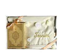 B Style Coffret Musulman Broderie personnalisée avec Tapis de prière avec Coran en Arabe et Traduction de Ses Sens en français Box Islam à Composer aid et Ramadan Sajada (Taille S)
