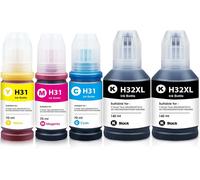 B-T 31 32XL Encre Compatible avec HPQ 31 32XL Bouteille d'encre Multipack pour Smart Tank 5105 7005 7006 7305 7306 7605 Smart Tank Plus 315 319 455 515 (5-Pack,Noir Cyan Magenta Jaune)