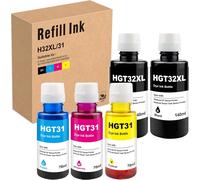 B-T 31 32Xl Encre Compatible Avec Hpq 31 32Xl Bouteille D'Encre Multipack Pour Smart Tank 5105 7005 7006 7305 7306 7605 Smart Tank Plus 315 319 455 515 (5-Packnoir Cyan Magenta Jaune)