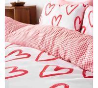 B&T MAISON Parure de lit 160x220 Coton avec taies d'oreiller Doux et Confortable Linge de lit 1 Place hypoallergénique en Superbe Motif imprimé Unisex pour Adulte et Enfant (Cœurs d'amour)