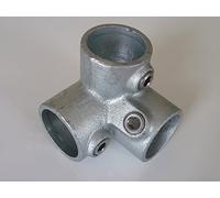 B&T Metall Raccord de tuyau à trois voies T128 - Diamètre : 33,7 mm - Fonte malléable entièrement galvanisée à chaud - Avec vis de réglage