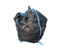 B Teurobrecher - Lot de 5 grands sacs Woodbag 100 x 100 x 130 cm en polypropylène avec filet pour bois de chauffage - Fond fermé - Stable et perméable à l'air - Noir (sans contenu)