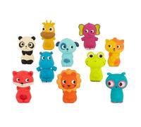 B. toys B. - 10 marionnettes à doigts animaux - Renard, panda, hippopotame, girafe, chien - lion, chat, grenouille, éléphant, hibou - 10 mois + - Pinky Pals Crew