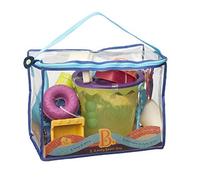 B Toys - B Ready Beach Bag - Beach Tote With Mesh Panel And 11 Funky Sand Toys - Phthalates And Bpa Free - 18 M+ Lime Bucket