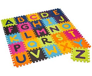 B. toys - Beautifloor - Tapis de Sol Alphabet - 26 Dalles en Mousse emboîtables et Amovibles - Tuiles ABC épaisses pour Nouveaux-nés, Les Tout-Petits et Enfants - Pochette de Rangement - 0 Mois et +