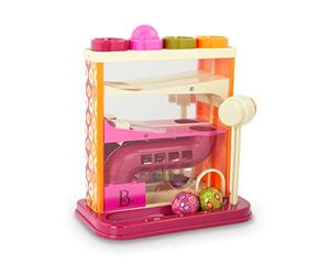 B. toys - Boule farfelue - Fuchsia - Jouet Pound-a-Ball - 4 balles colorées et Un Marteau - Jouet de développement et d'éducation pour Tout-Petits et Enfants - 1 an et +