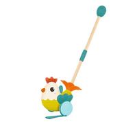 B. toys Chick-n-Chase, Jouet à Pousser Poulet sonore à Ailes battantes | Comprend 3 pièces au total, manche en bois robuste, sons peep-peep et ailes battantes, jouet à pousser, 1 ans et +