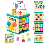 B. toys - Cube d'apprentissage - Cube d'activités de Table - Livret d'histoires éducatives Inclus - Trieur de Formes en Bois, Labyrinthe de Perles, tuiles d'animaux - 12 Mois et +