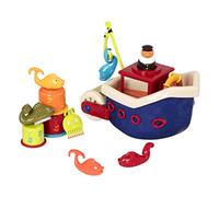 B. toys Fish & Splish, Bateau de Bain avec Accessoires Marins | Comprend 13 pièces au total : bateau, capitaine, 4 poissons, hameçon, 3 gobelets emboîtables et accessoires, 1 ans et +