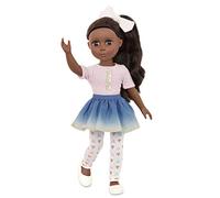 B. toys Glitter Girls - Keltie - Poupée de Mode posable de 36 cm - Cheveux Longs Bruns et Yeux Bruns - Haut et Jupe Bleu-Ocre avec Paillettes d'or - Teint Moyen à foncé - 3 Ans et +