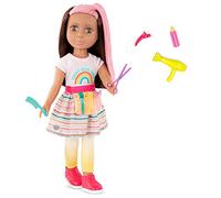 B. toys Glitter Girls - Lara - Poupée Coiffeuse Lara, 36 cm, posable - Cheveux Bruns et Roses - Tenue Arc-en-Ciel - Sèche-Cheveux, Pinces à Cheveux et Accessoires de Coiffure - 3 Ans et +