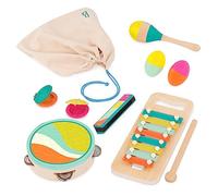 B. toys - Instruments Jouets - Ensemble de Musique en Bois 9 pièces - Xylophone, Tambourin, Harmonica - Sac de Rangement à Cordon - 2 Ans et +