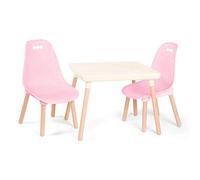 B. Toys - Kid Century Modern - Rose - Ensemble Table et Chaise pour Enfants - 1 Table de Bricolage et 2 chaises pour Enfants - Pieds en Bois Naturel - Rose et Ivoire