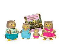 L'il Woodzeez - La Famille des Hiboux WhoosWhoo - Ensemble de Jeu Compret 4 Figurines d’Animaux et 1 Livre d’Histoire - Jouet pour Enfants de 3 Ans et Plus 6007M Multicolore