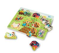 B. toys - Peek & Explore - La Basse-Cour - Casse-tête en Bois - Casse-tête de la Ferme pour Tout-Petits et Enfants - 8 Pièces de Basse-Cour - Grange, Animaux, Agriculteurs et Autres - 2 Ans et +