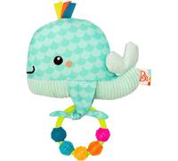 B. toys - Whimsy Whale - Jouet sensoriel pour bébé - Jouet hochet pour bébé - Hochet baleine et anneau en peluche - Textures, couleurs, sons - Lavable en machine