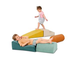 B. toys - WonderShapes - Formes sensorielles en Mousse - Jeu de Construction en Mousse 5 pièces - Cylindre, Rampe, escalier, Rampe ondulée, Demi-Cylindre - 12 Mois et +