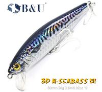 B & U-Leurre méné rigide coulant de type jerkbait, appât Élde type wobJeff idéal pour la pêche à longue distance en mer ou au bar, 80mm brown