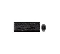 CHERRY B.UNLIMITED 3.0, ensemble clavier et souris sans fil, Disposition allemande, clavier QWERTZ, piles rechargeables, marquage des touches résistant à l'usure, Ange bleu, Noir