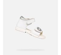 Geox Bébé Fille B Verred A Sandales, Blanc/Argent, 22 EU