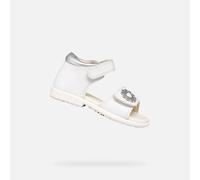 Geox Garçon Fille B Verred A Sandales, Blanc/Argent, 26 EU