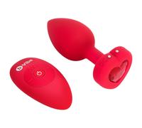 b-Vibe Heart - vibromasseur anal rechargeable et télécommandé (rouge)