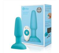 b-Vibe Plug anal Rimming - Vibrant rotatif télécommandé rechargeable Turquoise 15 cm