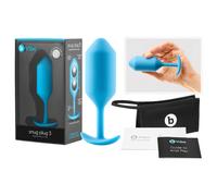 b-Vibe Snug Plug 3 - plug anal à double boule (180 g, bleu)